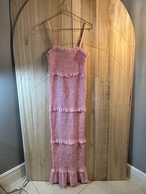 Vici Pink Smocked Ruffle Top